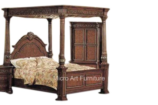 Hand Carved Wooden Poster Bed